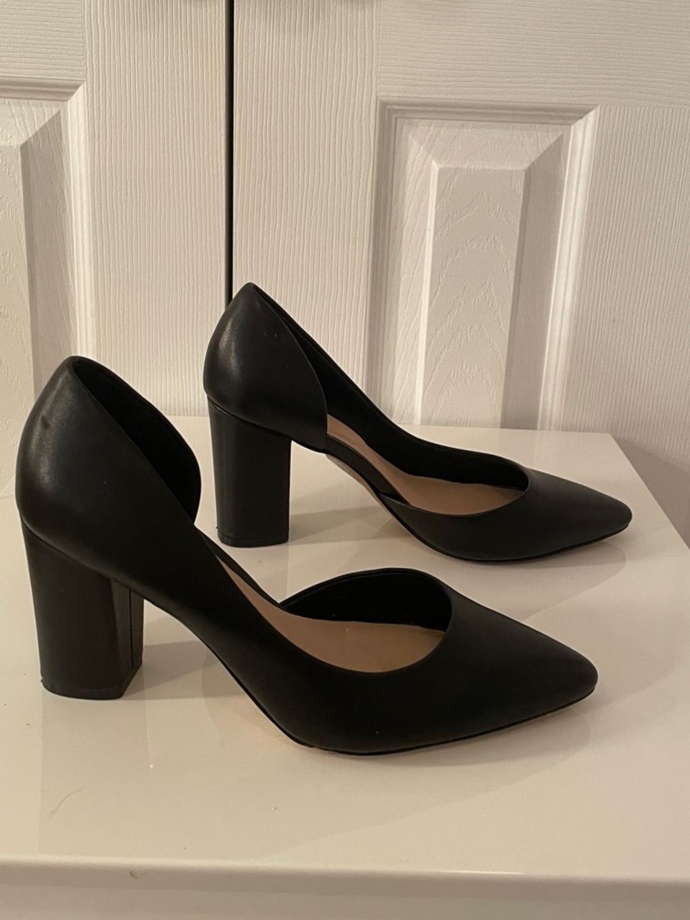 Aldo Black Pointed Block-Heel Pumps